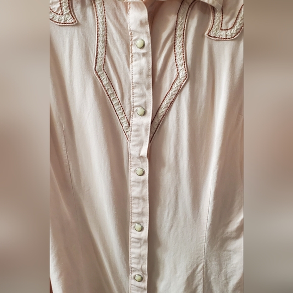 Wrangler Retro Light Pink Western Shirt With Embroidery And Pearl Buttons. Sz S - Picture 3 of 6